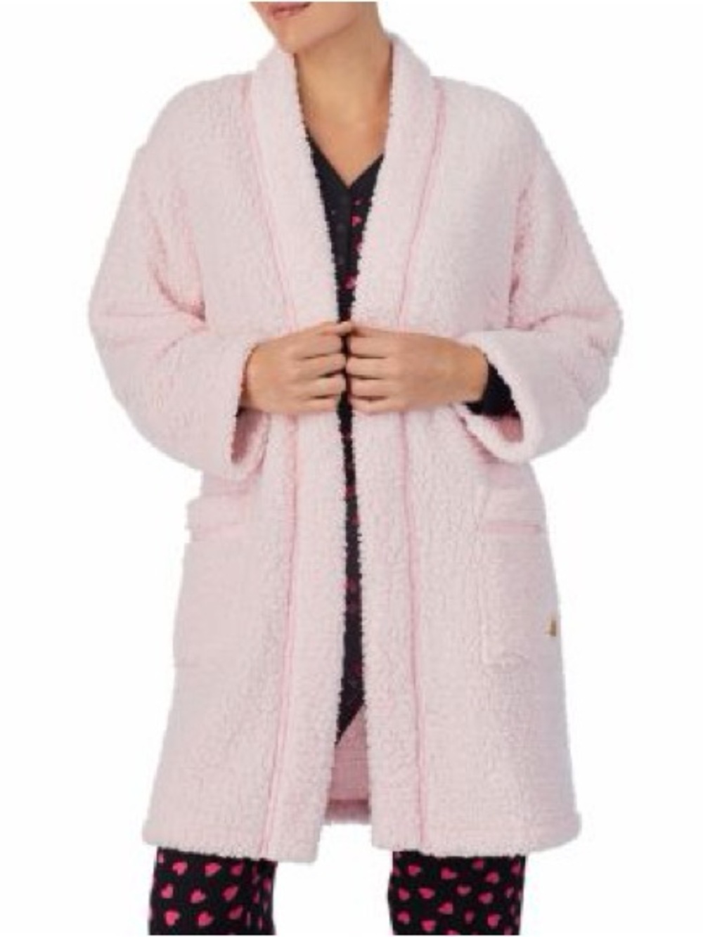 Kate Spade Pink Sherpa Open-Front Fleece Bed Jacket Size XS